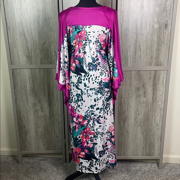 Carole Hochman Tropical Cheetah Luxe Jersey Caftan women's oversized XS/S - Picture 6 of 11